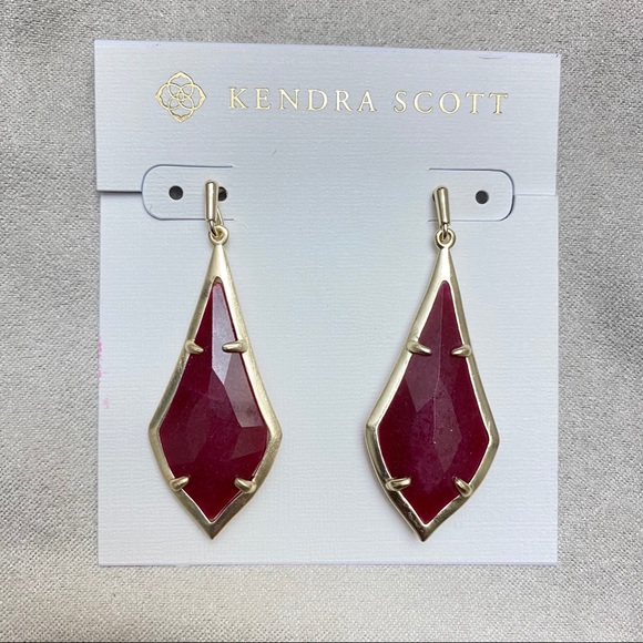 Kendra Scott Olivia Maroon Jade Drop Earrings - Picture 3 of 3